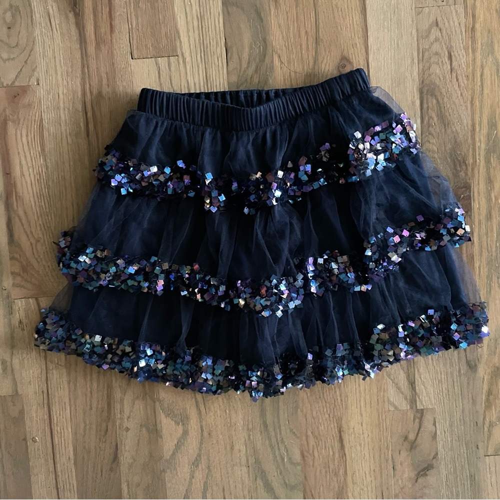 Crewcuts Girls’ Navy tiered sparkly skirt, Size 8